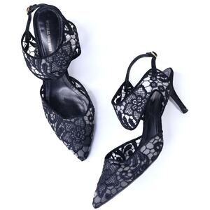 NICHOLAS KIRKWOOD Leda Lace Pump Black Heeled Pointed Toe Sandal Women's 39.5